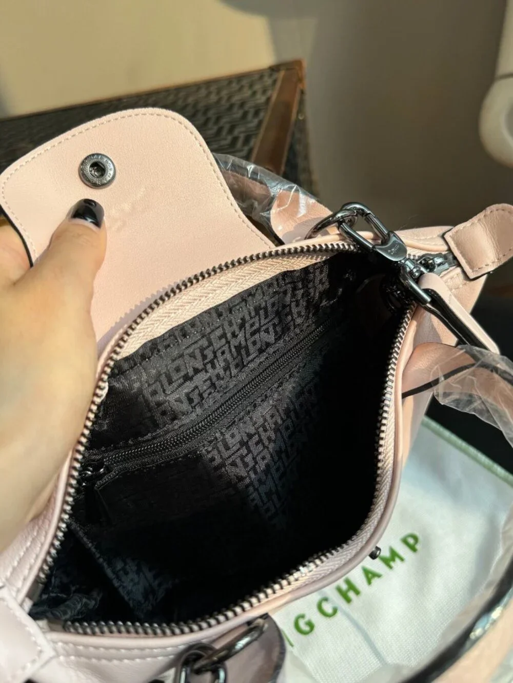 Longchamp Le Pliage XS Mini Pink Smooth Full Leather Handbag